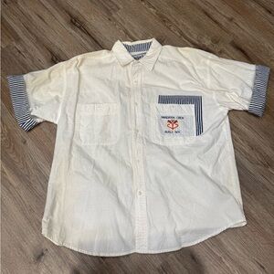 Bugle Boy VTG 90s Polo Shirt Men Medium Button Up Striped Navigation Crew